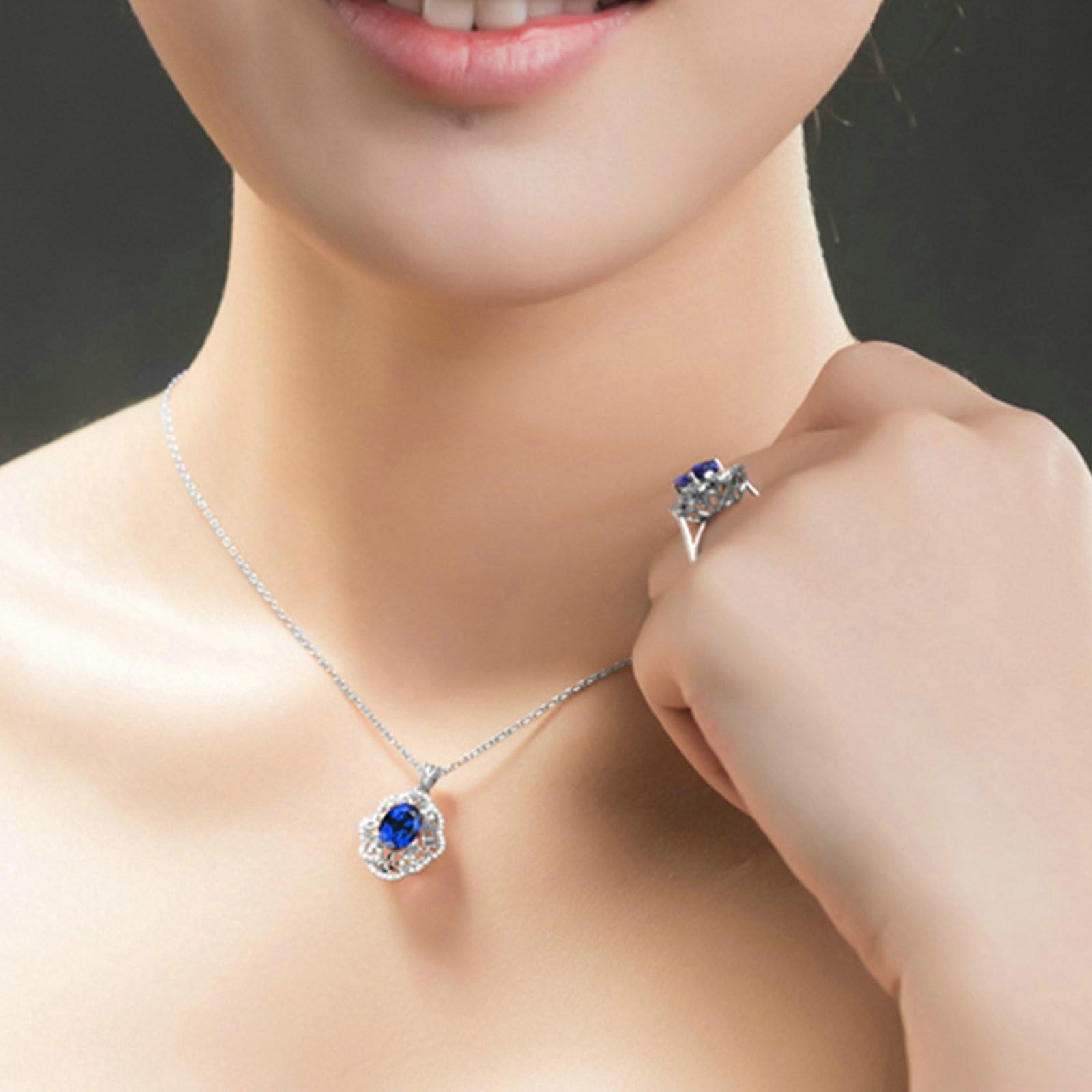 Naszyjnik damski białe złoto 750 585 375 prawdziwe złoto z wisiorkiem, łańcuszek wisiorek kwiat z owalnym tanzanitem 2 ct i diamentem 0,19 ct naszyjnik bez niklu damski 45 cm