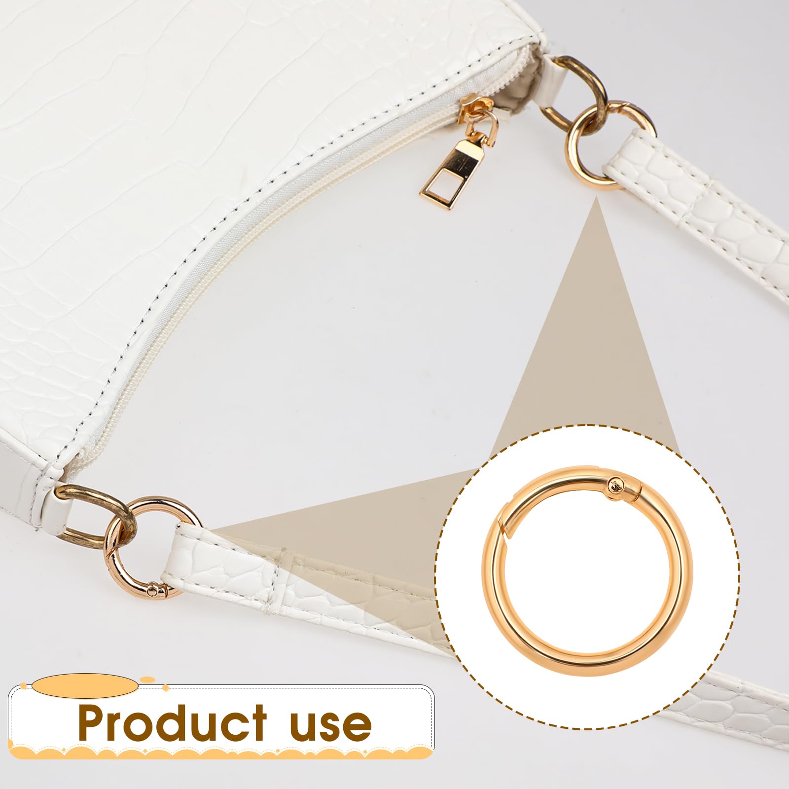 Set Di 2 Moschettoni Portachiavi Oro – Gancio A Molla In Metallo Per Borsa, Chiavi, Accessori Fai Da Te E Craft - 3