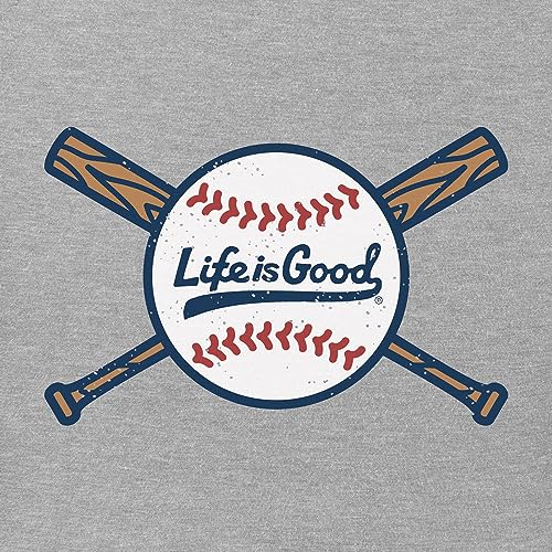 Life is Good. Men's Crusher Tee Baseball and Bats, Heather Gray2