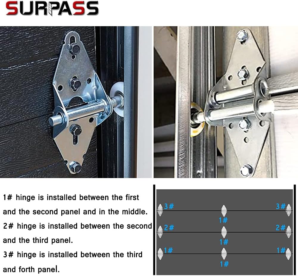 9Pcs Garage Door Hinges with Galvanized Finish Corrosion Resistant Residential/Light Commercial Garage Door Replacement Hinge