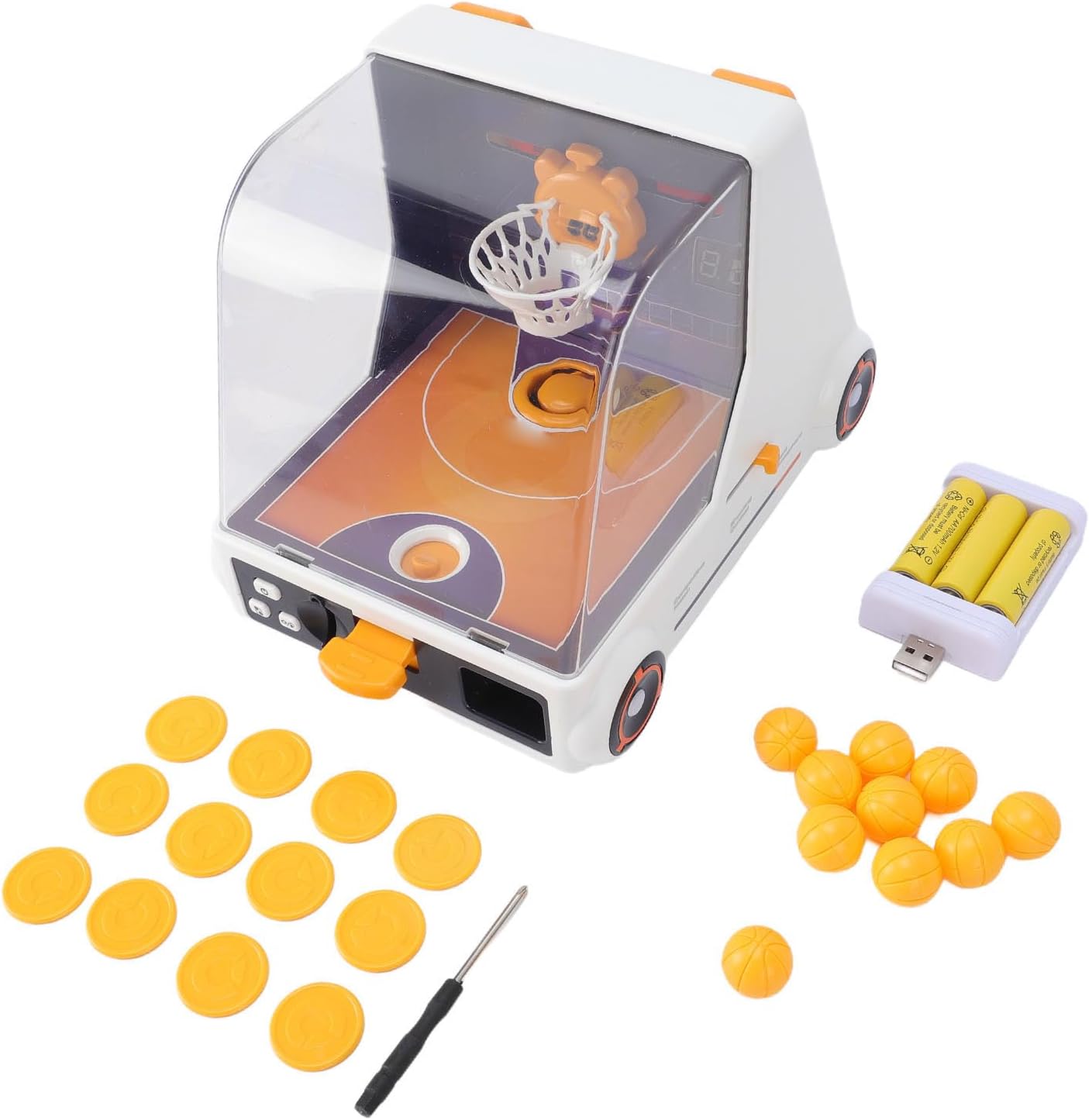 Tabletop Basketball Game, Dynamic Moving Basket with 60 Second Timer Automatic Scoring Mini Toy for Kids Ages 3-6 Home Classroom Daycare Office Play