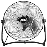 14 Inch Industrial Floor Fan, 3-speed High Velocity Heavy-Duty Standing Fan, 180°Adjustable Tilt, Metal Construction and Aluminum Blades for Warehouse, Workshop, Factory, Garage, Black