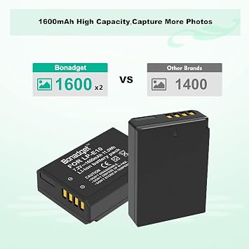 2Pack LP-E10 Battery and Charger for Canon Battery EOS Rebel T3 T5 T6 T7 T100 Kiss X50 X70 X80 X90 1100D 1200D 1300D 1500D 4000D for Canon Battery and Charger