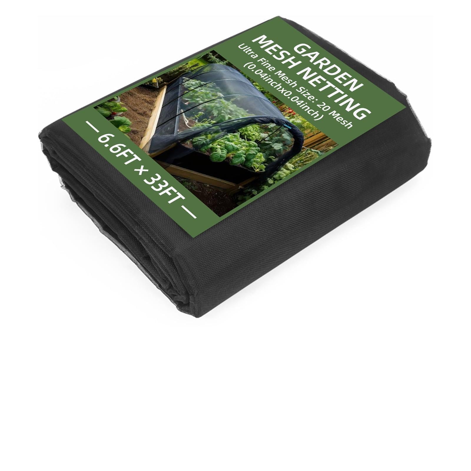 Thicker Garden Mesh Netting Barrier, 6.6FT x 33FT Ultra Fine Black Plant Netting Nano PPT Garden Netting Plant Mesh Cover for Vegetables Fruits Flowers Crops, 30% Shading Rate