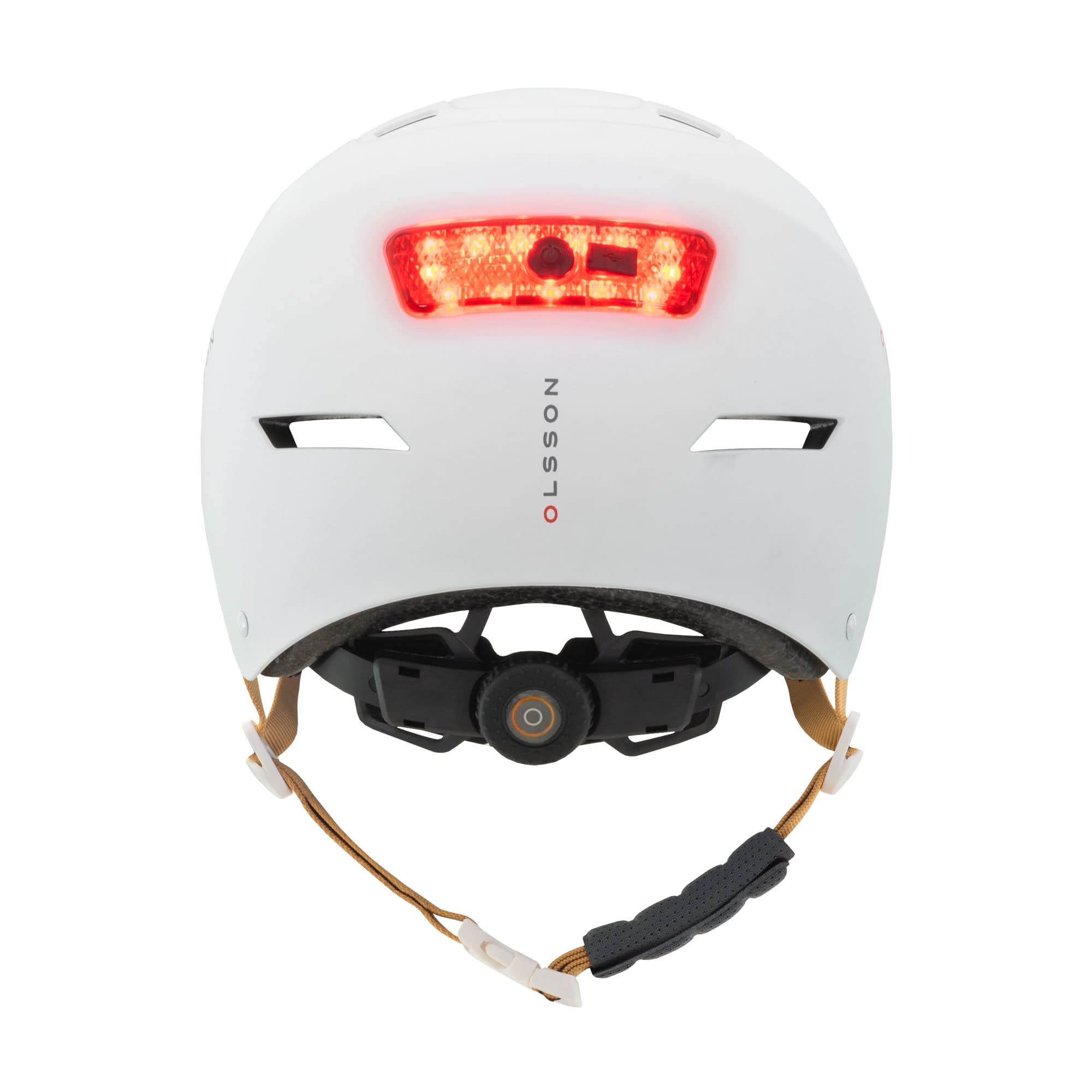 OLSSON Urban Light Casque avec lumière réglable, homologué, résistant aux chocs 360°, LED Avant+Arrière, Doublure Amovible, Ventilation