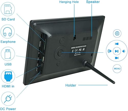 Miniatura 6 de Aowasi Reloj despertador con calendario digital, 12 opciones de alarma, pantalla extra grande, no abreviado, reloj digital de día y mes para