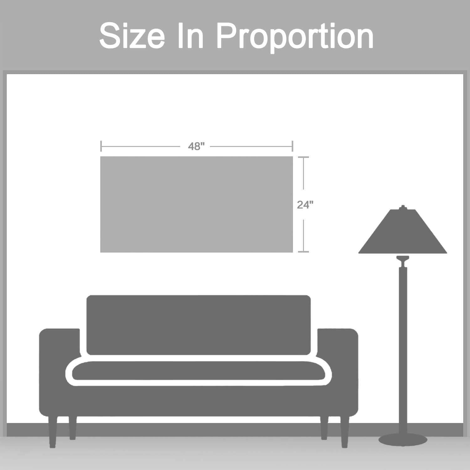 Foggy Forest Framed Wall Art: Landscape Canvas Print Black & White Picture Artwork for Wall (48''W x 24''H)