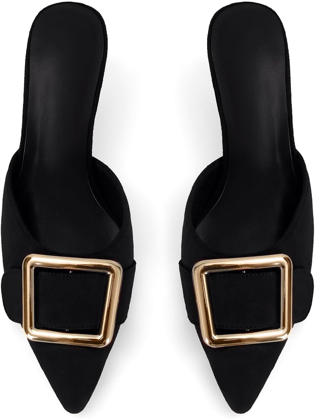 Mesh Kitten Heels Mules for Women Closed Pointed Toe Slip on Backless Stiletto Slingback Low Heels Comfort Pumps Shoes - Image 5