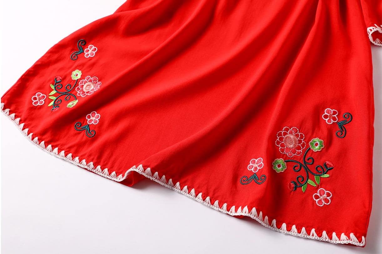 Mexican Shirts Peasant Blouses Cotton Embroidered 3/4 Sleeve Bohemian Tops Boho Clothes for Women Summer Fiesta - Image 6