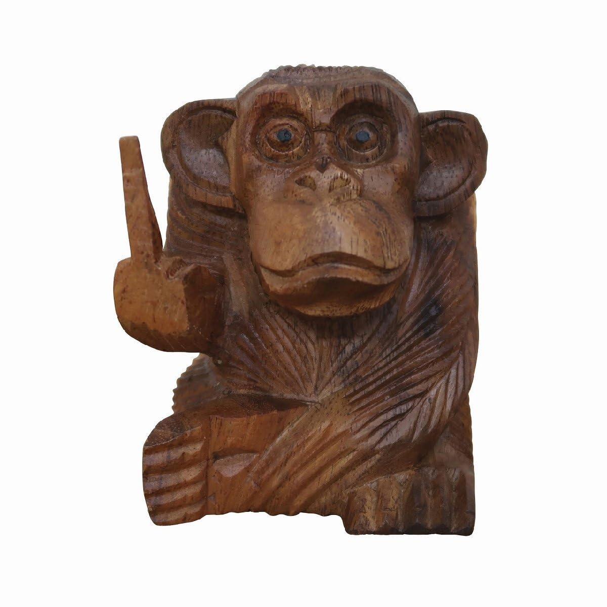 Amazon.co.jp: ファッキン モンキー 中指おっ立て猿の木彫り 10cm お猿