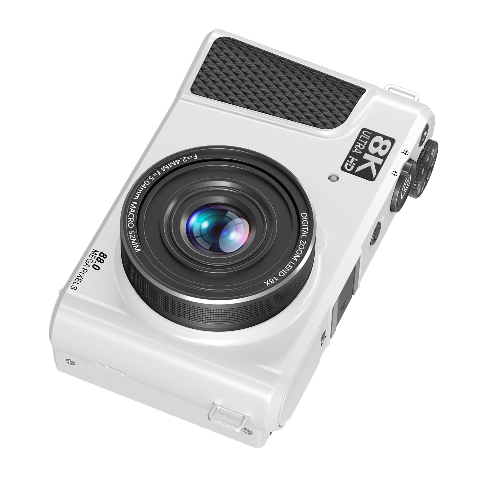 Generic Fotocamera Mirrorless WiFi da 88 MP 8K con Messa a Fuoco Automatica Zoom 18X con Doppia Batteria per Hobbisti e Principianti (WHITE)