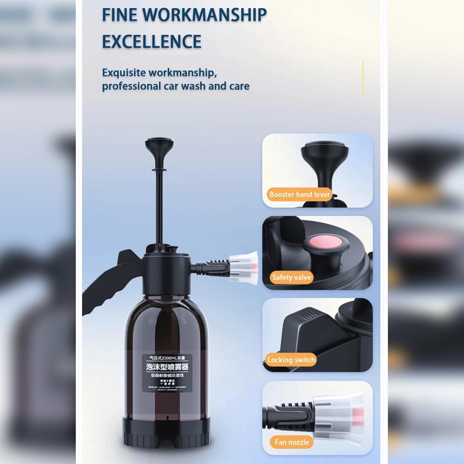 Foam Cannon Dispenser - Compact Trigger Operated Bottle, Enhanced Flow Spraying Tool, Durable Leak Resistant Build, Dense Suds Generation System, Precision Outdoor Wash Equipment | for Vehicle