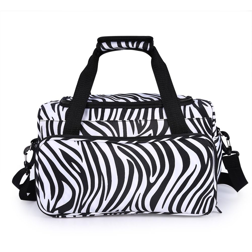 Profi Friseurtasche, Zebra Salon Werkzeugtasche Friseurtasche mit Schultergurt Zubehörtaschen Anpassbare Innenausstattung - ideal für Blow Dryers Haarglätter Lockenwickler Abteilklammern Haarbürste