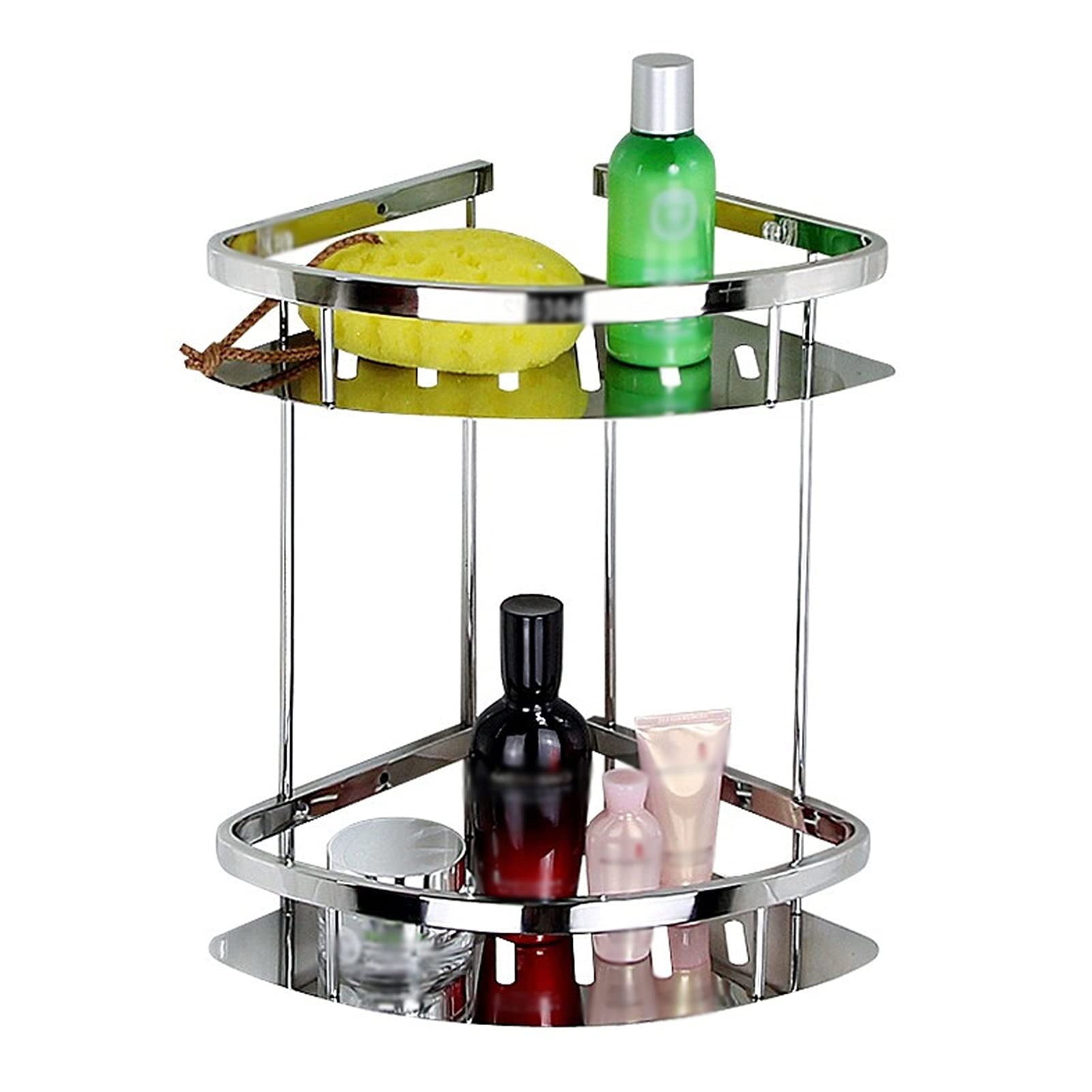 TOMYEUS Shower Caddy Bathroom Shelf 2 Per Pack Bathroom Corner Shelves Without Drilling Shower Corner Shelf Stainless Steel