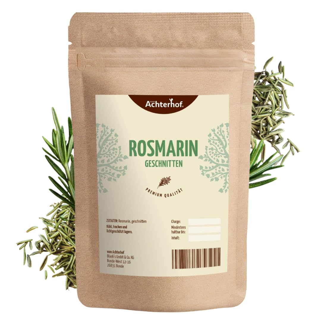 Rosmarin getrocknet 500g | 100% rein und naturbelassen für Gewürzmischungen und aromatischen Tee | Rosmarinnadeln geschnitten | mediterranes Gewürz | intensives Aroma | vom Achterhof