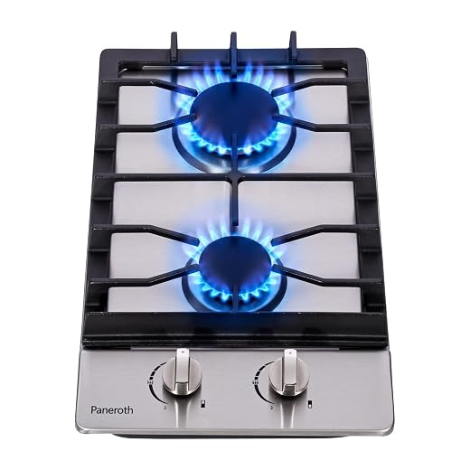 Gas Cooktop 2 Burners, 12 Inch Stove Top Stainless Steel Built-in, Max 12000BTU Propane/Natural Gas Convertible Dual Fuel Hob for Apartments, Rvs, Outdoor