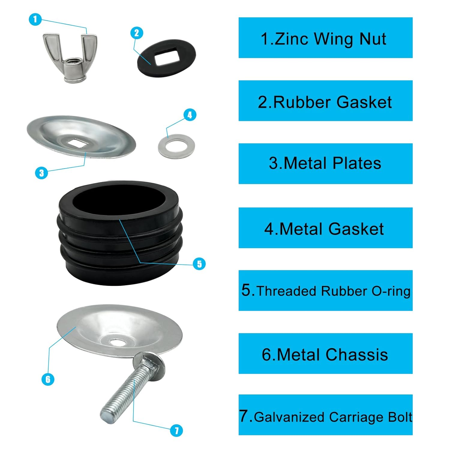 Steel Mechanical Test Plug, Sturdy Sewer Cleanout Cap with Galvanized Screw and Wing Nut Fit for Most Pipe Sink Pool,Black (6 Inch)