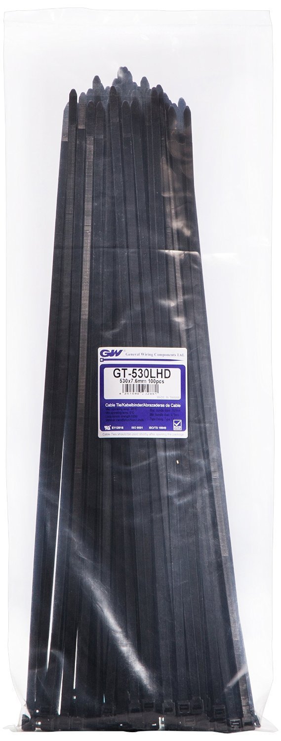 Cable Tie 535 x 7,6 mm, Black, 100 pcs, GT-530LHDBC, Set of 100 Pieces