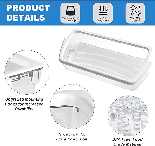 Miniatura 3 de Paquete de 2 estantes mejorados W10321304 de repuesto para puerta de refrigerador compatibles con contenedor de puerta de refrigerador Whirlpool