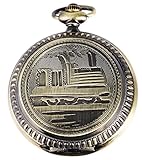 Gehäusemaße: 51 mm x 17 mm Excellanc Analog Taschenuhr mit Quarzwerk Zug Dampflok 480352000058 Bronzefarbenes Gehäuse im Maße 51mm x 17mm mit Ziffernblattfarbe Weiß und Mineralglas