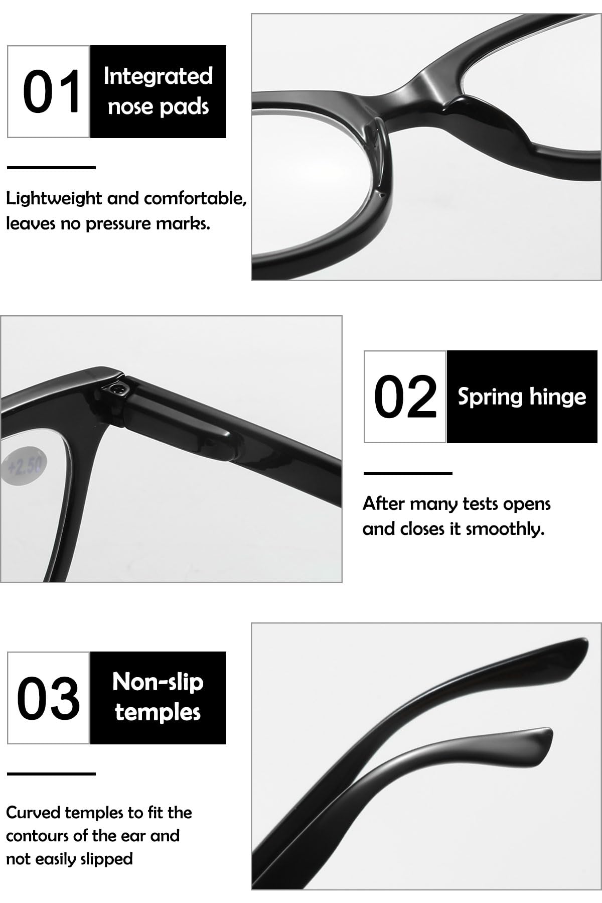 KOOSUFA Mode Katzenaugen Lesebrille Blaulichtfilter Damen Federscharnier Cateye Hornbrille Lesehilfen Designer Anti Müdigkeit Lesebrillen mit Stärke 1.0 1.5 2.0 2.5 3.0 3.5 4.0