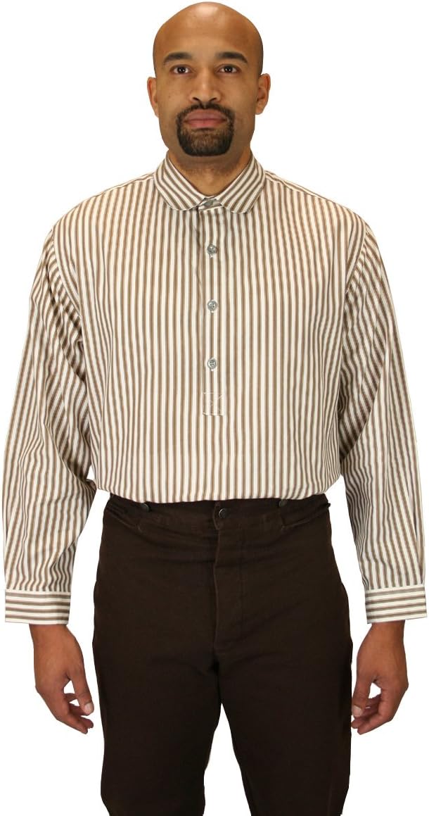 Historical Emporium Men's Banker Club Collar Cotton Dress Shirt, Victorian Edwardin Period Formal Costume Reenactment