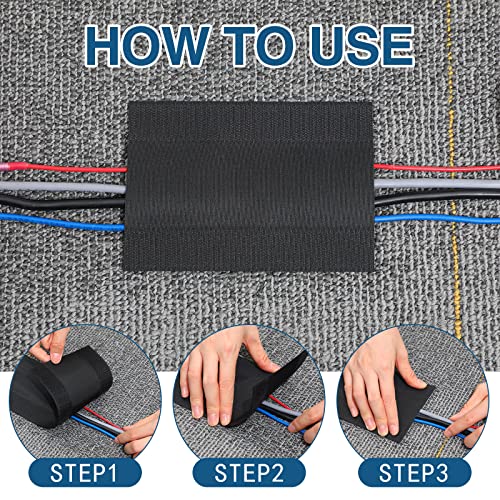 Image of WILLBOND Carpet Cord Cover Cable Protector Floor Cover Cable Protector Management Only for Commercial Office Carpet(147.64 ft,Black)