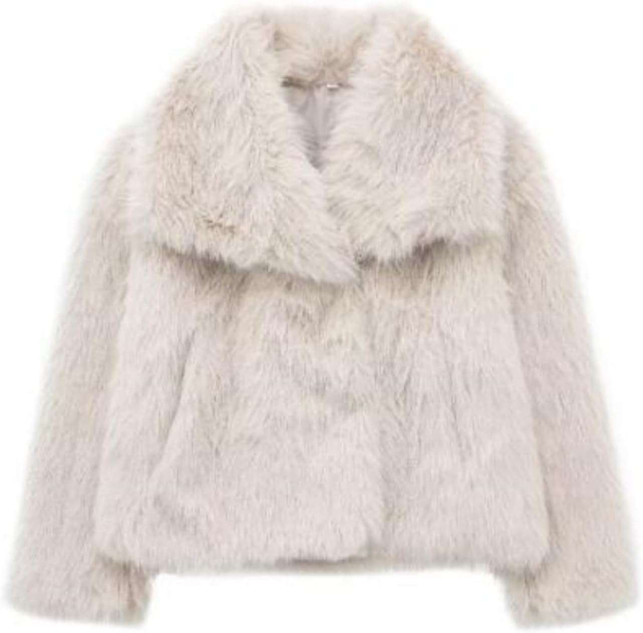 Womens Faux Fur Cardigan Jacket Long Sleeve Lapel Coat Open Front Cropped Fuzzy Outerwear 2025