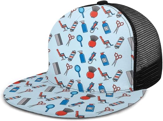 Msanlixian 3D Printing Baseball Cap - Blue Flaming Skull Snapback Trucker Hat For Men & Women - View #4