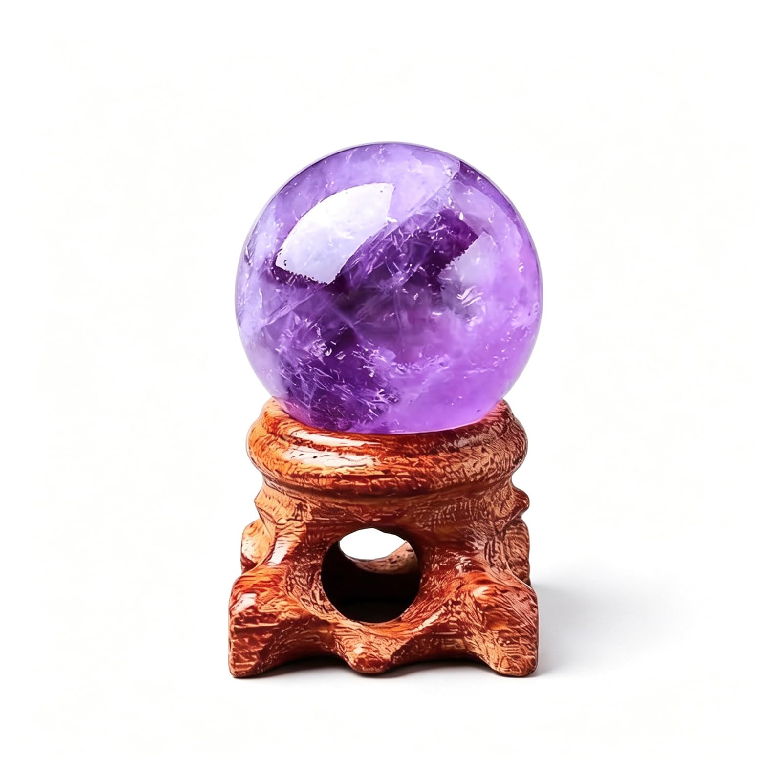 IUYIXWFP Natural Brazilian Amethyst Crystal Ball 4cm – Genuine Raw Stone Polished Sphere, Handcrafted Healing Crystal, Home Living Room Decorative Ornament,