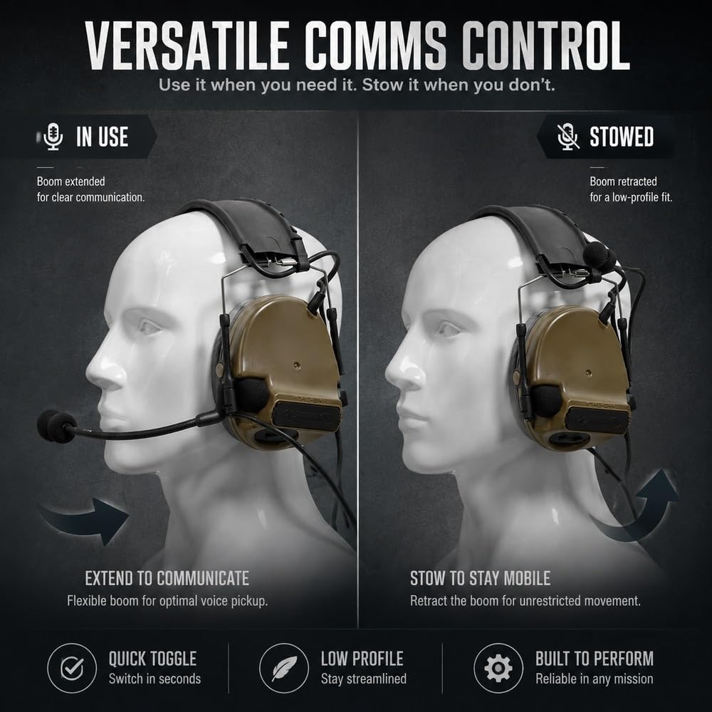 Auriculares Tácticos C3, Diadema Ajustable Color Canela, Orejeras De Silicona, Reducción Ruido Electrónica, Captación Sonido, For Deportes Al Aire Libre