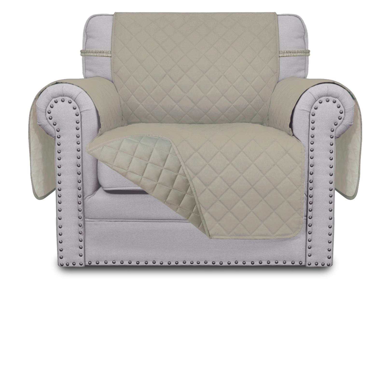 Easy-Going Chair Sofa Slipcover Reversible Sofa Cover Water Resistant Couch Cover Furniture Protector Cover with Elastic Straps for Pets Kids Children Dog Cat (Chair, Beige/Beige)