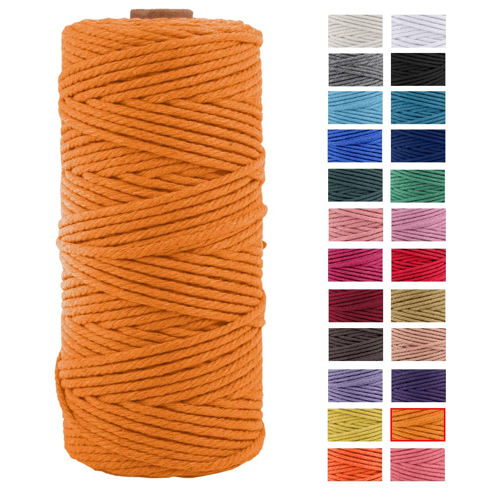 Jeogyong Golden Macrame Cord 3Mm X 100M Thick Natural Cotton Cord Yarn Macrame Rope For Wall Hangings, Plant Hangers, Diy Crafts