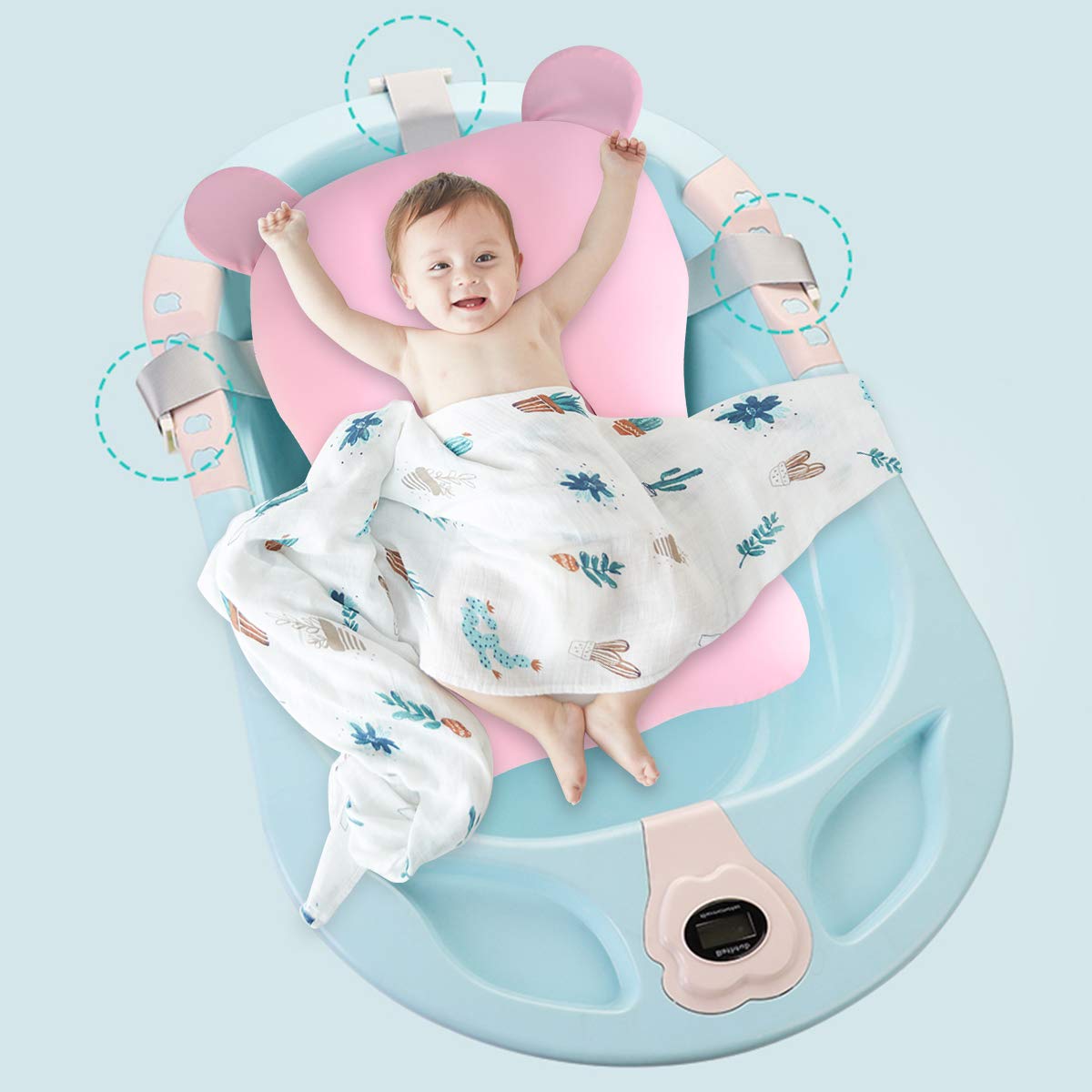 Josopa Coussin de Baignoire pour Nouveau-Né Anti-Dérapant,Siège de Baignoire pour Lit de Baigneur Flottant pour Douche de Bébé