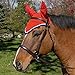Intrepid International All Crochet Fly Veil with Ears, Red/White/Navy, Horse Size