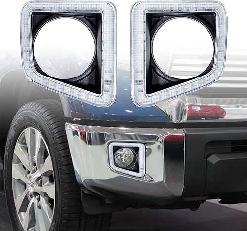 Miniatura 7 de Compatible con Toyota Tundra 2014-2021 ámbar blanco DRL luz de circulación diurna conducción nocturna antiniebla kit de molduras de bisel