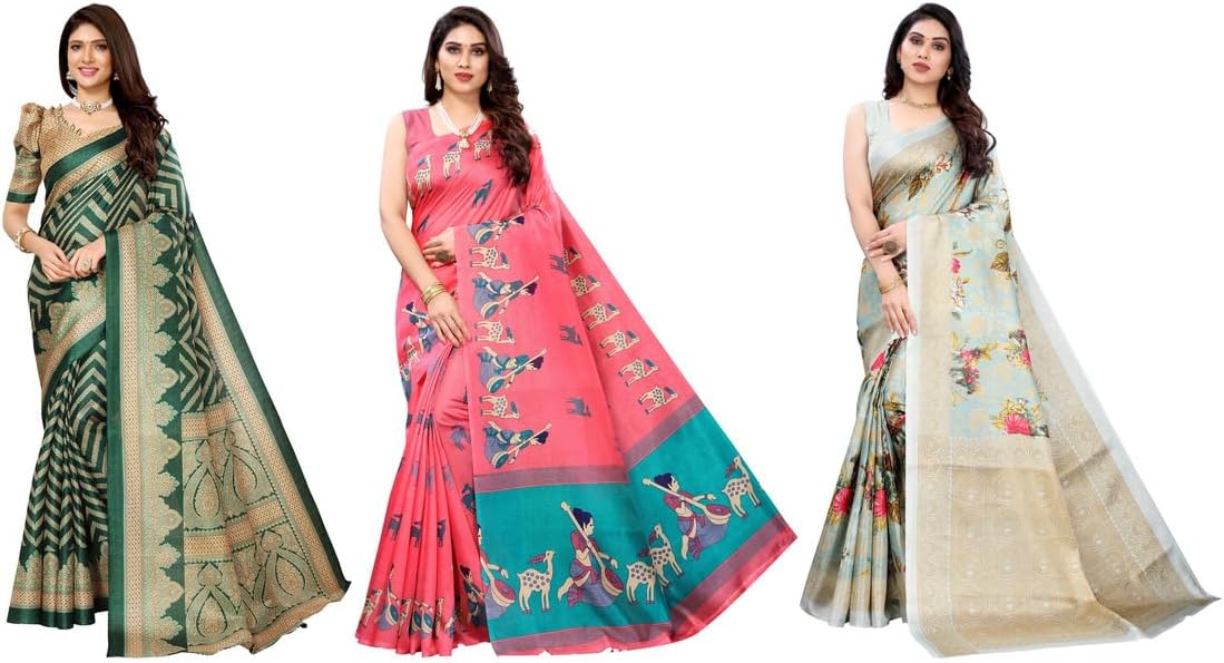 Women's Combo Art Silk Printed Saree With Unstitched Blouse Piece |saree for Women | saree combo | New Sari | Latest Saree_PC_79