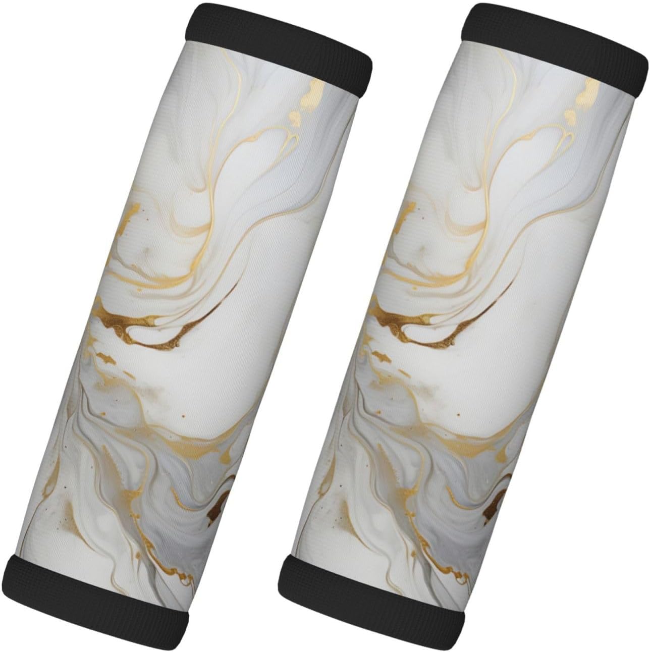 White Golden Marble Print Luggage Handle Wraps for Suitcase Luggage Identifiers Soft Handle Grips Covers for Travel Accessories, 2 Pack
