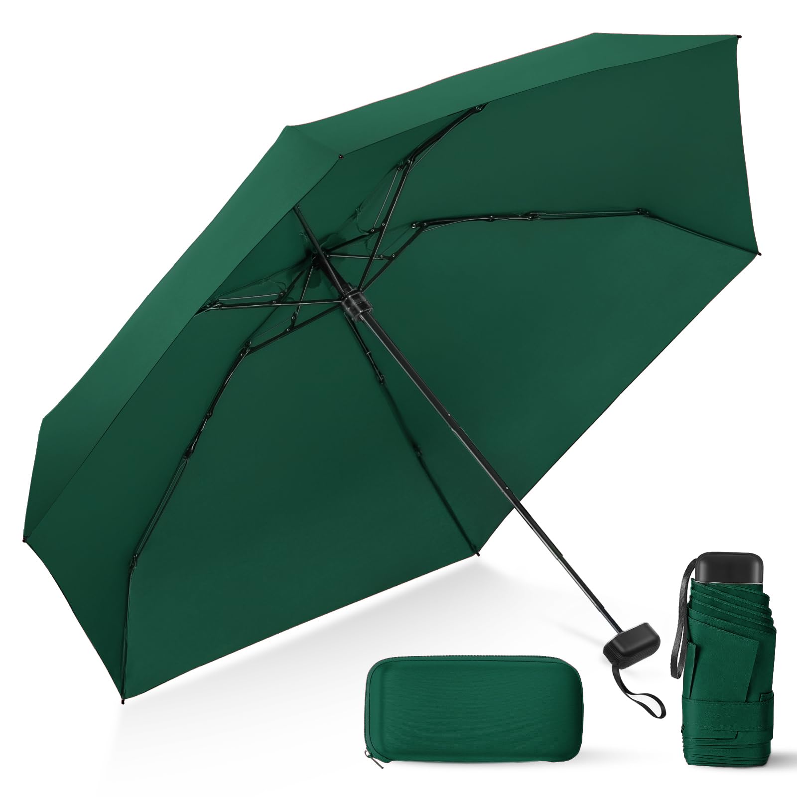 LEAGERA Compact Travel Umbrella with Case - Mini Umbrella for Purse, Small Lightweight &Tiny Design Perfect for Parasol Outdoor Sun&Rain Umbrellas