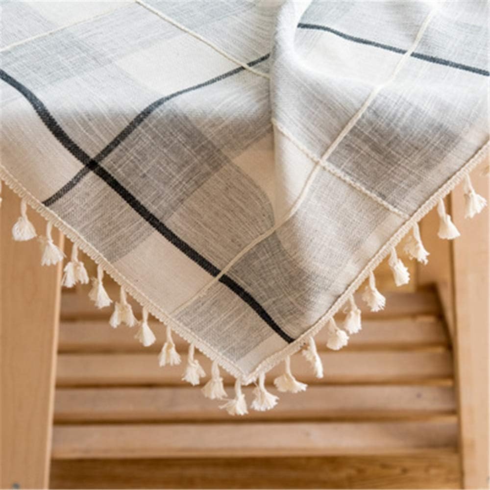 テーブルクロス 北欧 格子縞の綿とリネン小さな新鮮なテーブルクロスキッチンテーブルの装飾 結婚式のテーブルクロス (色 : グレー,