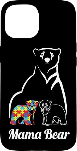 Miniatura 10 de Funda para iPhone 14 Pro Max para concientización sobre el autismo, mamá oso, mamá y niño