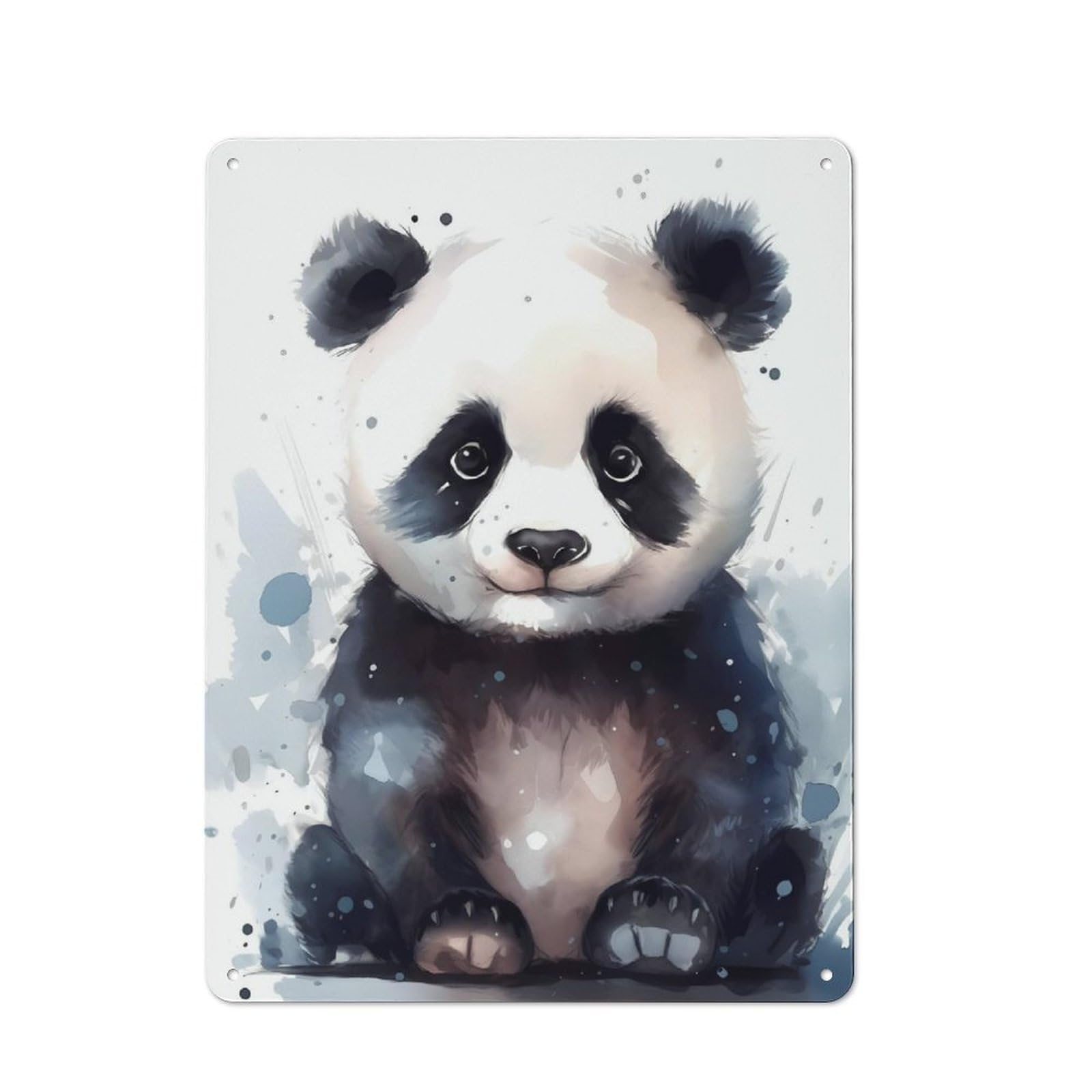 Junmoney Panda Watercolor Tin Sign 40X30cm With For Home Bar Wall, Vintage Decor, For Garage, Workshop And Man Cave Decoration