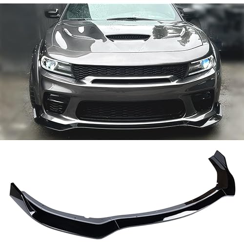 3Pcs Front Bumper Lip Compatible with 2020-2023 Dodge Charger SRT Hellcat Scat (Only Widebody), Air Dam Lower Chin Spoiler Splitter, Protection Body Kit (Glossy Black)