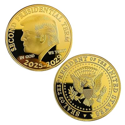 10 PCS President Donald Trump Coin 2025-2029 Protective Case Included Gold Plated Coin, Collectible Gift,Souvenir,Keepsake. (Golden)