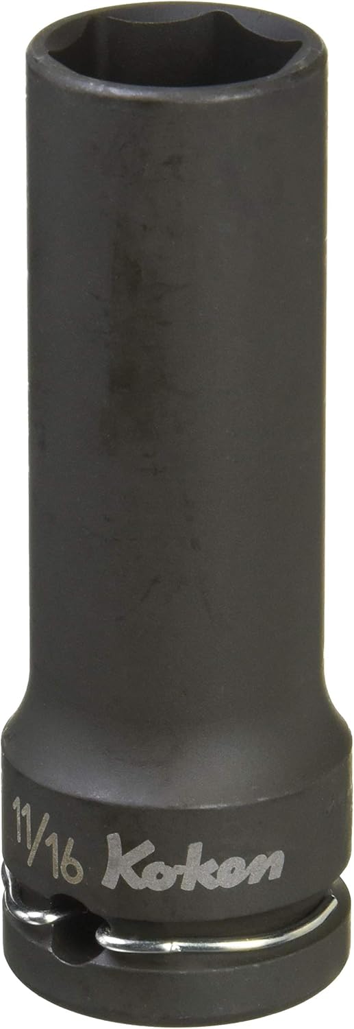 Ko-ken 14301A-11/16 1/2 Sq. Dr. Socket 11/16 6 point Length 80mm Thin walled