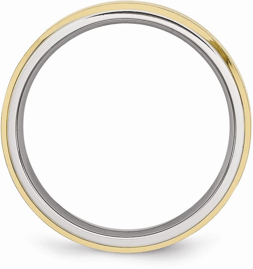 Stainless Steel Beveled Edge 5mm Brushed/Polished Yellow IP-Plated Wedding Band
