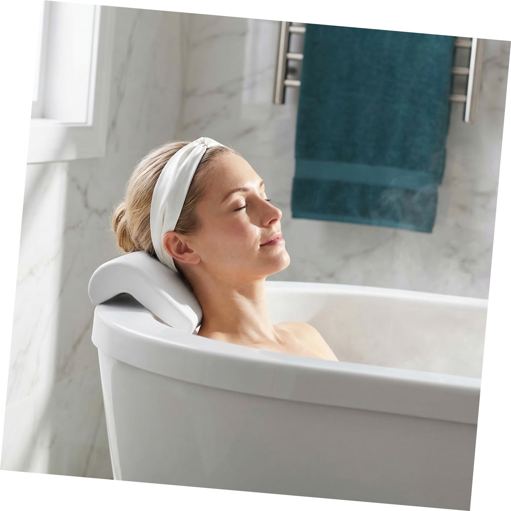 Housoutil Cuscino per Vasca da Bagno in Pu Ventose per Supporto Collo e Schiena, Morbido e Confortevole, Accessorio da Bagno per Uso Domestico