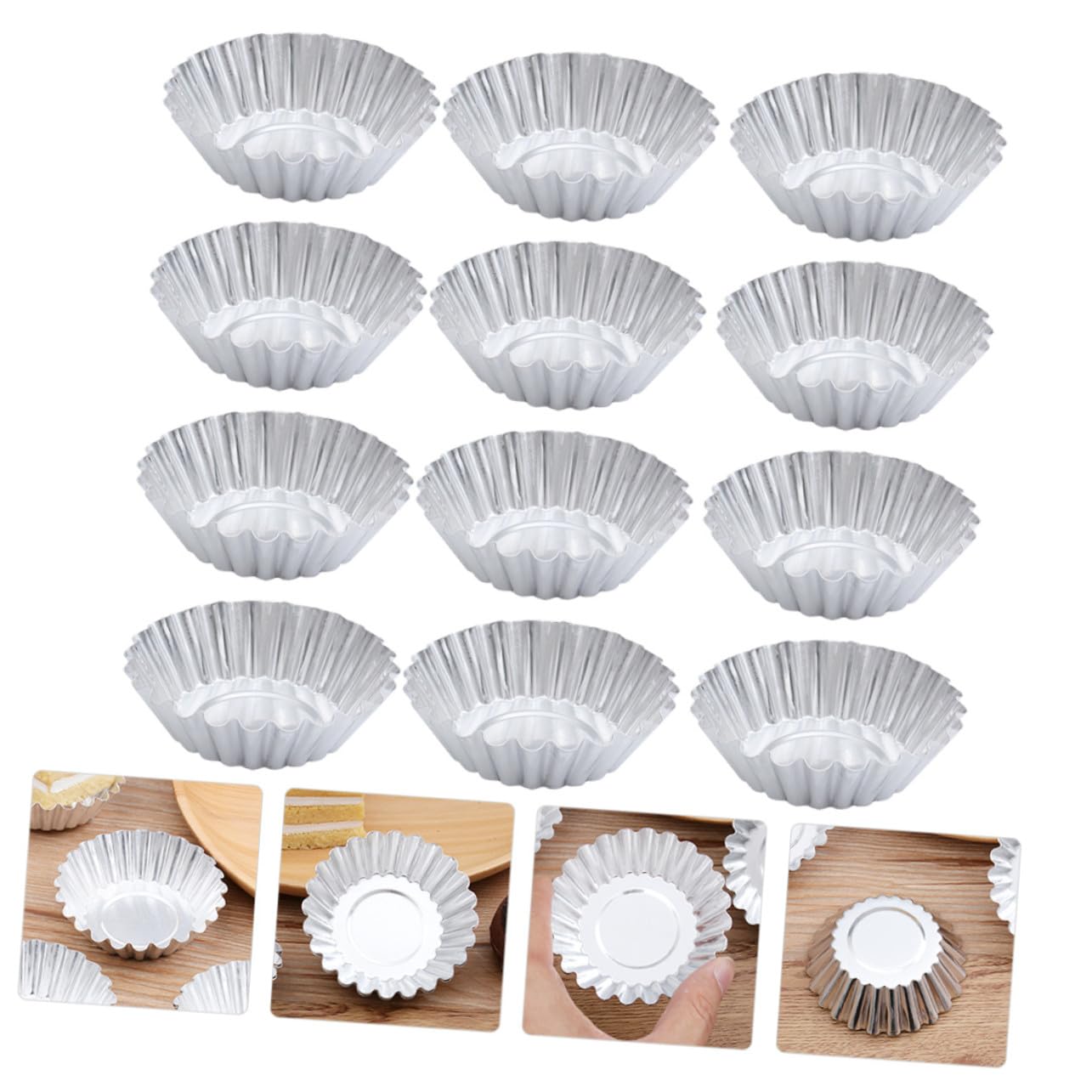 SHINEOFI 100 pièces Moule à Tartelettes Alliage Aluminium Résistant Chaleur Réutilisable Bords Cannelés pour Cupcakes Muffins et Pâtisseries Décoratives