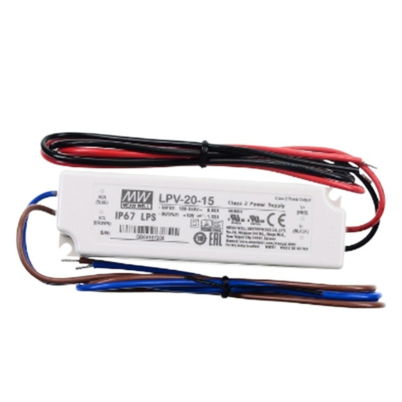 FCARUMIQP 1PCS Switching Power Supply Lpv-20 20w 5v 12v 15v 24v Constant Voltage Waterproof Plastic LED Driver Ip67 Ac(LPV-20-15)