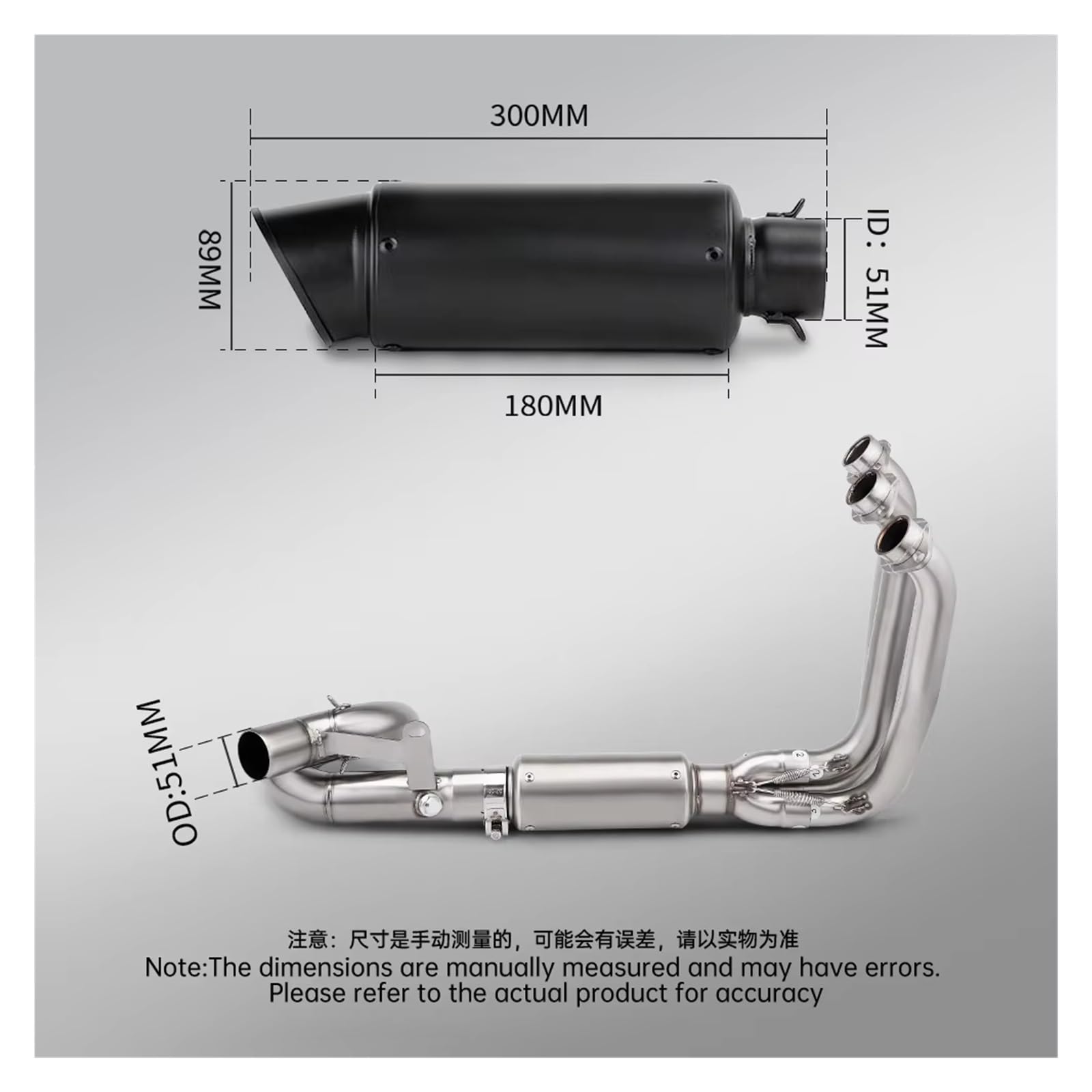Silenciador de escape de acero inoxidable Para 675SR Para 675SR-R Colector de escape delantero deslizante de acero inoxidable de 51 mm con sensor de oxígeno dual